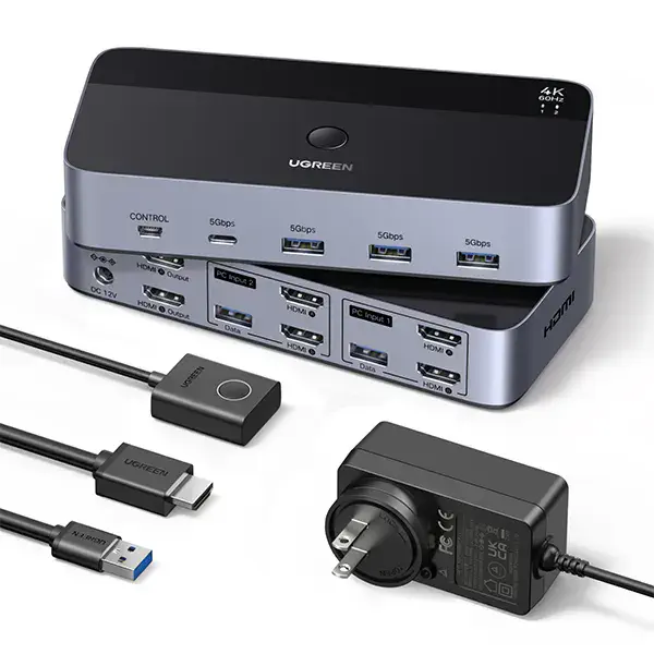 UGREEN AK500 (55455) 2 In 2 Out HDMI Dual Monitor KVM Switch